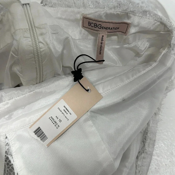 BCBGeneration Mini Dress Sleeveless Lined Lace Party Solid White New Size 10 - Picture 7 of 9